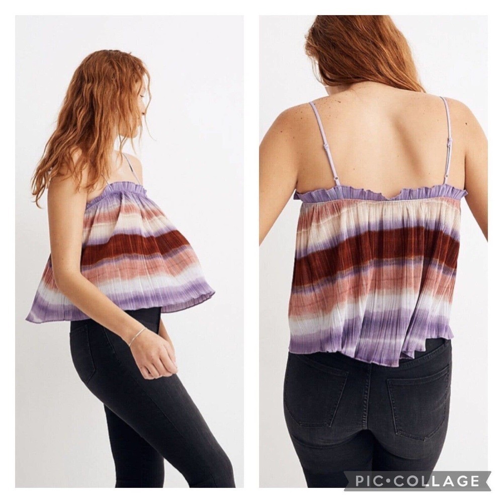 Madewell Micropleat Ombré Striped Tank Size Small
